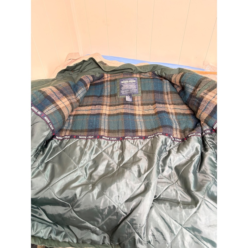 Moose Creek Mens XL Field Jacket Green Insulated Flannel Lined Hooded Parka Coat - Picture 8 of 10